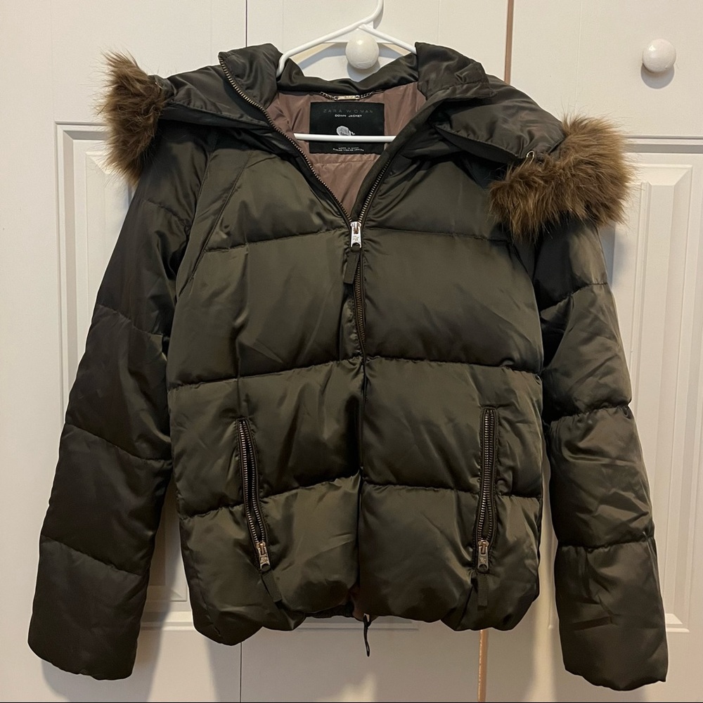 Zara down faux fur winter jacket - Picture 1 of 3